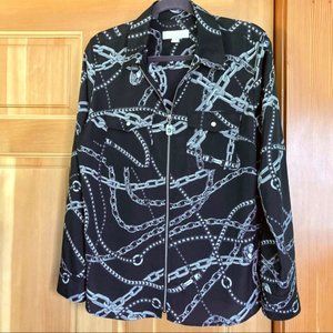 MICHAEL Michael Kors Black with Silver Chain Long Sleeved Dress Shirt Size XL